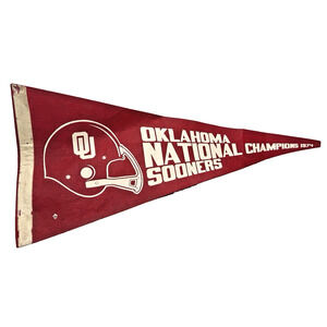 Oklahoma Football National Champions 1974 Sooner Pennant 28" Red Felt Vintage